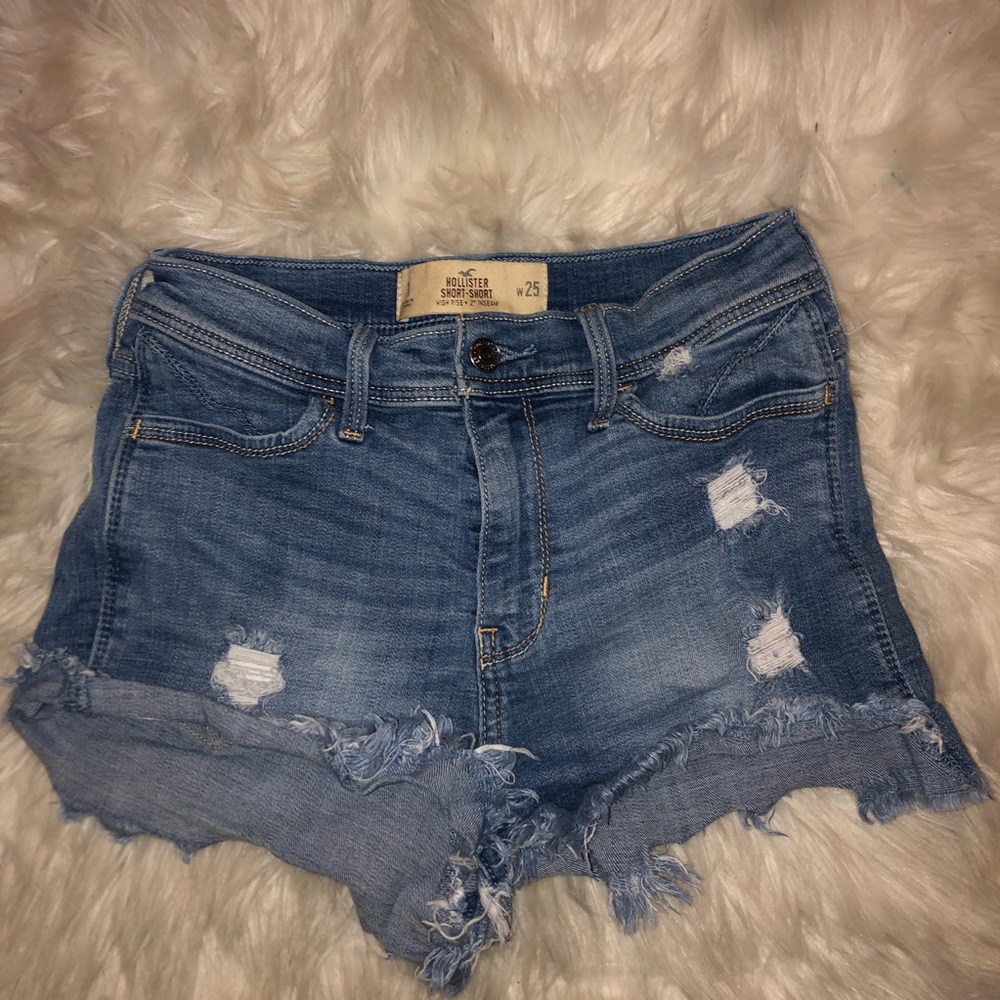 Distressed denim shorts